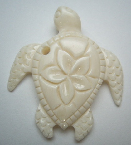 Plumeria Turtle Pendant