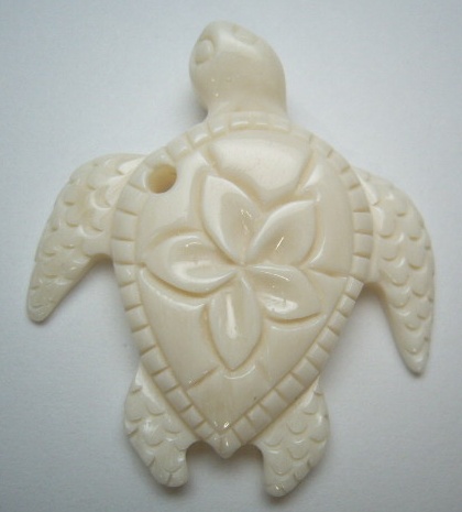 Plumeria Turtle Pendant