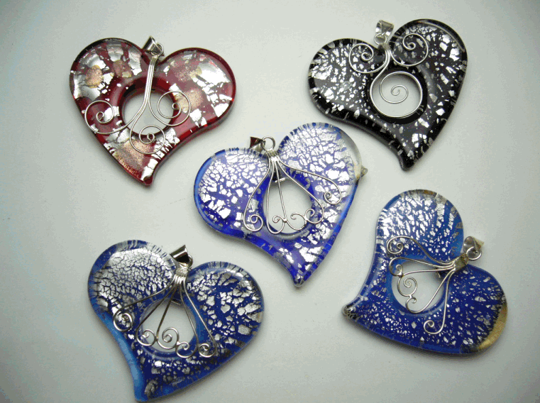 Heart Silver Murano Glass Jewelry